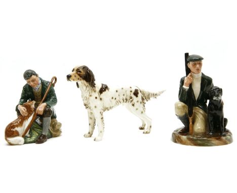 Two Royal Doulton figures, 'The Gamekeeper', HN2879, and 'The Master', HN2325, together with a Goebel figure of a dog, CH622,