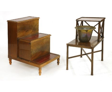 A 19th century mahogany step commode, 70cm high, and a mahogany two tier stand, 68cm high (2)