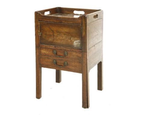A Georgian mahogany tray top commode, 41cm x 43cm x 75cm high