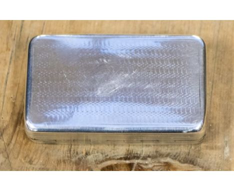 A William IV silver snuff box plain rectangular, the base with bright-cut engraved decoration, chased foliate thumpiece, gilt