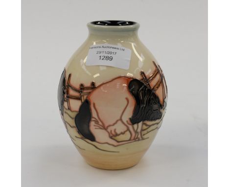 A Moorcroft first quality limited edition 30/50 vase, in the 'Limousin Pigs' pattern, designed by Kerry Goodwin, signed to ba