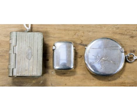 A silver novelty vest, circular with engraved football goalkeeper catching the ball scene, Birmingham 1906, maker William Hai