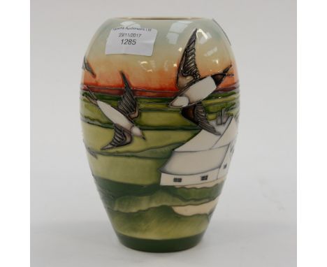 A Moorcroft, first quality limited edition 1/40 vase in the 'Swifts' pattern, designed by Kerry Goodwin, shape number 102/7, 