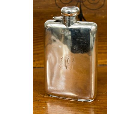 A William Hutton silver hip flask, Sheffield 1914, weight approx 222 grams/ 7.17 ozt