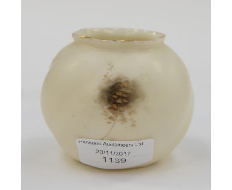 A Royal Worcester blush ivory Wrythen pot, hand painted, ref: 161G 