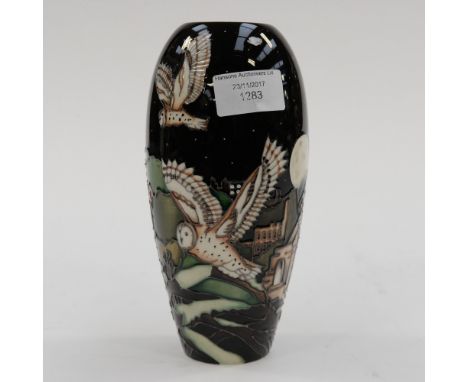 A Moorcroft first quality, limited edition 8/38 vase, in the 'Tawny Owl' pattern, designed by Paul Hilditch, shape number 101