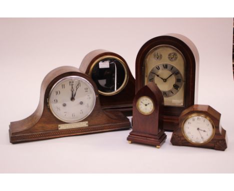 A German bracket clock; together with oak cased mantel clock with presentation plaque dated 1934 for Lincoln Clarion Cycling 