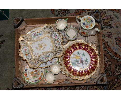 Ceramics including Spode hand painted bird cabinet plate, Royal Worcester soup plate, Ridgeway and Copeland dessert plate and