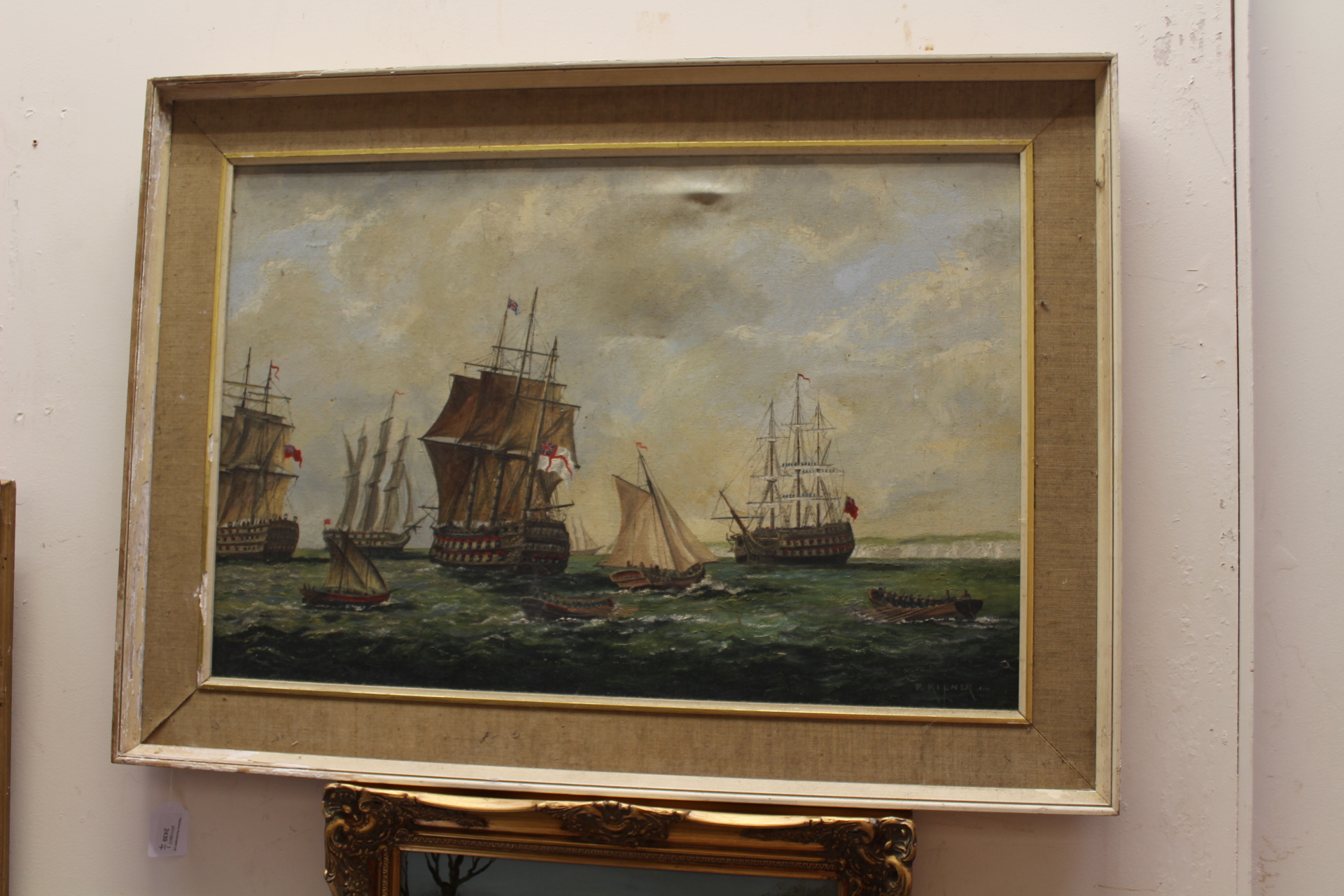 Collection of four nautical/marine/maritime paintings, ships at sea