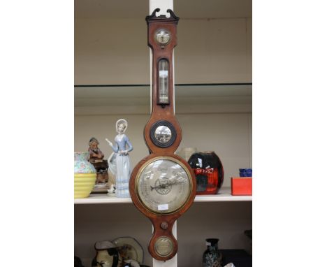 19th Century banjo mahogany barometer and thermometer (1)