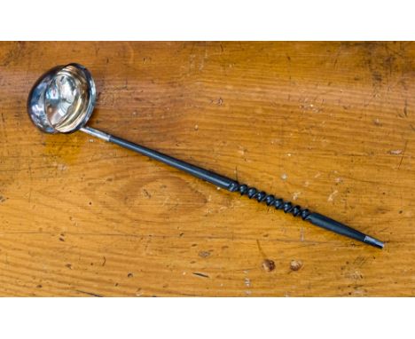 An Elizabeth II silver punch ladle, turned ebony handle, Sheffield 1977, Francis Howard (1) 