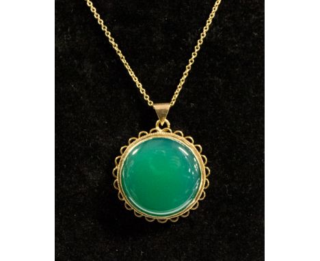 A 9ct gold surround jade type pendant, Birmingham late 19th Century 