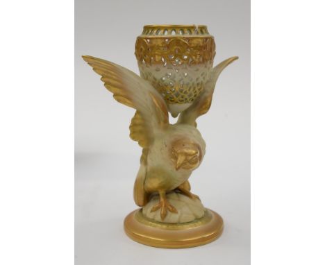 A Royal Worcester blush ivory and gilt eagle pot pourri, G11 
