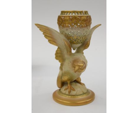 A Royal Worcester blush ivory and gilt eagle pot pourri, G11 