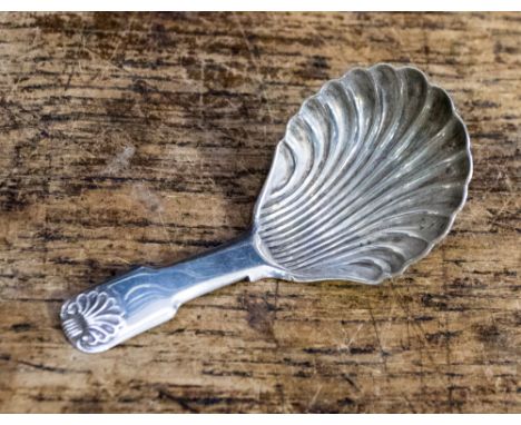 A Georgian silver tea caddy spoon, London 1824, George Knight, shell motif to finial, gross weight approx 16.9 grams/0.54 ozt