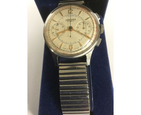 A Sekonda Chronograph stainless steel bracelet watch, made in USSR