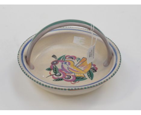Carter Stabler Adams, a Poole pottery basket, Comic bird design to the centre, 21cm diameter