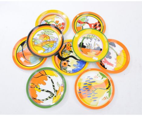 Nine Wedgwood Clarice Cliff plates 