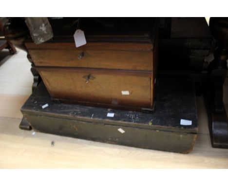 Two tool boxes, containing moulding planes and other woodworking tools