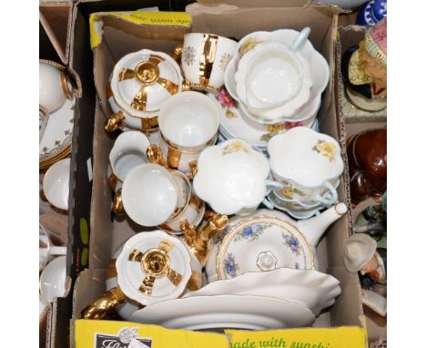 A Shelley 'Begonia'  part teaset, a Royal Albert 'Moonlight Rose' teapot, a Royal Crown Derby 'Aves' pattern plate and 'Pinxt