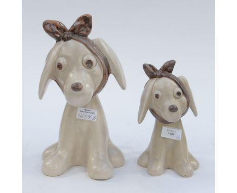 Two Sylvac graduating, toothache, dogs in light and dark brown
