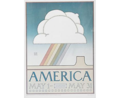 David Lance Goines (b.1945), America 1935, lithograph poster, Portal Publications 1977, 70cm x 50cm, framed