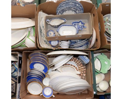  Victorian part dinner wares, Royal Doulton Oriental pattern bowl, Spode, Royal Doulton Gold Concord, Limoges, etc (2 boxes)