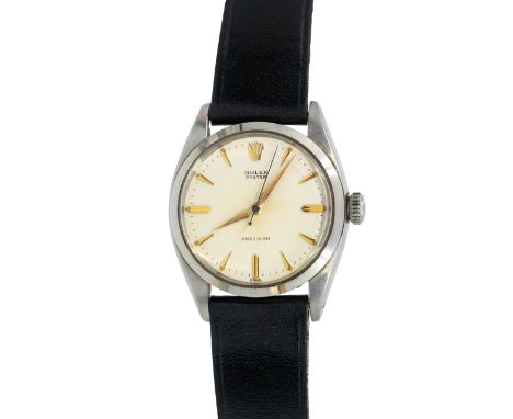 Rolex: a Gentleman's vintage Oyster Precision stainless steel wristwatch, circa 1960's, comprising a round signed cream dial 