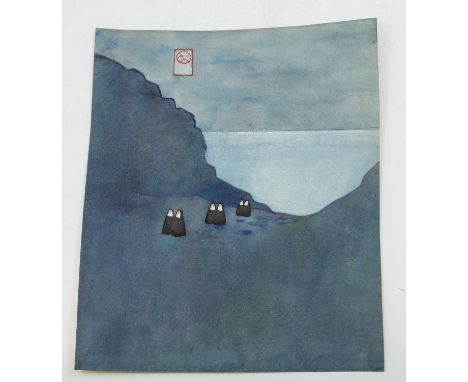 Albert Wainwright (British, 1898-1943) The Six Nuns, Saltwick Bay watercolour, 27 x 22cm  artist's monogram upper left, title