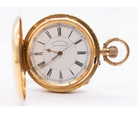 ***AUCTIONEER TO ANNOUNCE GRAM WEIGHT CORRECTION OF 174GRAMS *** A Victorian Centre Seconds Chronograph 18ct gold hunter pock