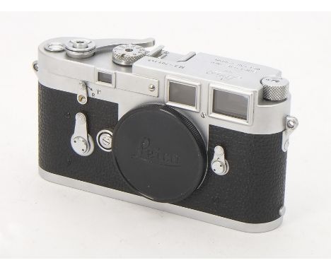 A Early Leica M3 Double Stroke Body, serial no. 702149, 1954, chrome, shutter working, body, F-G, light marks to top plate, s