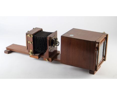 A Sinclair Magic Lantern Slide Reducing Camera, body, G, with canvas bellows, rack and pinion focussing, swing back, and a Mu