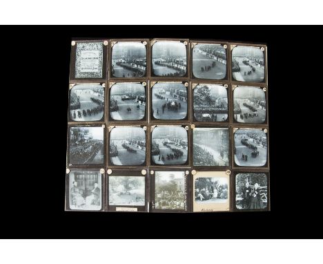 3¼sq. in. The Life of Gladstone and his Funeral Procession, black and white photographic magic lantern slides, G, (32)