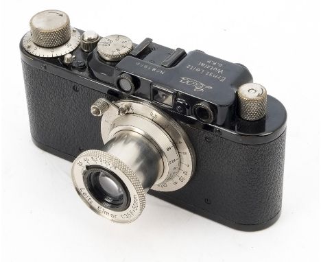 A Leica II Camera, serial no. 81856, 1932, black, nickel fittings, shutter working, body, G, some signs of old repainting, wi