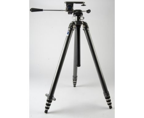 A Gitzo G508 Tele Studex Tripod, grey, with triple extension legs, body, VG, with G1570 tripod head, complete with control ar
