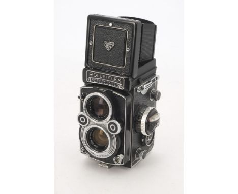 A Rolleiflex 3.5F TLR Camera, serial no. 2278825, type 2, shutter working, meter responding, body, G, with Carl Zeiss 75mm f/