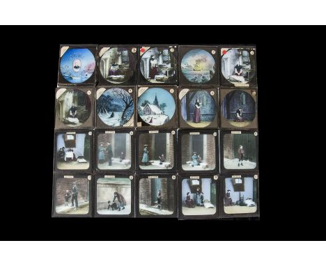 3¼sq. in. Two Magic Lantern Life Model Slide Stories, Jane Conquest - 18 coloured slides; and, The Lost Purse - 24 coloured s