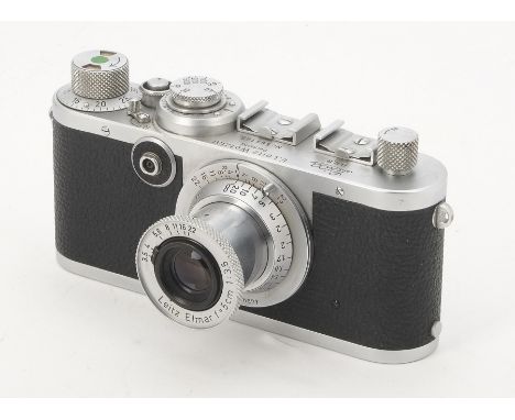 A Leica If Black Dial Camera, serial no. 564185, 1952, last batch, shutter working, body G-VG, with Red-scale, diamond focuss