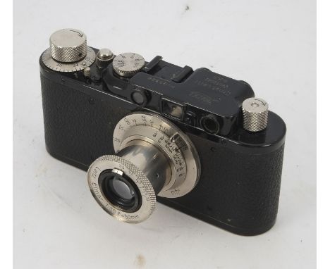 A Leica II Camera, serial no. 93326, 1932, black, nickel fittings, shutter working, body, G, age related marks to paint, with
