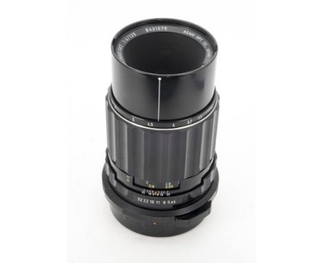 A Asahi Pentax 135mm f/4 SMC Macro-Takumar Lens, serial no. 8431676, black, barrel, G, light wear to paint on focussing ring,