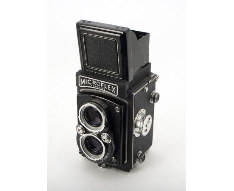 A MPP Microflex TLR Camera, serial no. I4388, black, shutter working, body, G-VG, with MPP 77.5mm f/3.5 Micronar lens, no. 14