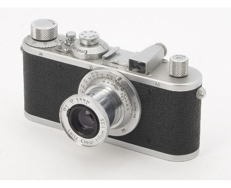 A Leica Standard Model E Camera, serial no. 355650*, 1947/48, chrome, body, G-VG, shutter working, with a 5cm f/3.5 post war,