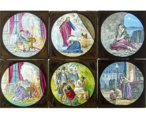 3¼sq. in. Two Magic Lantern Slide Stories, The Trial of Sir Jasper - 25 coloured slides plus spare title slide; and, An Elegy