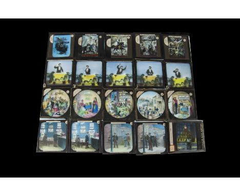 Collection of Four Temperance Magic Lantern Slide Stories, Whisky Demon -12 coloured slides; Exciting Adventures of a Tempera