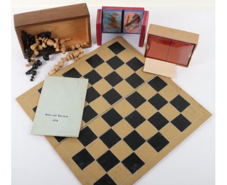 WW2 RAF Gamed Board/Chess Set and Card Sets: Games board is double sided and marked with AM arrow , chess set in wood box wit
