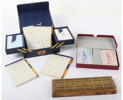 RAF Boxed Playing Card Sets and Cribbage Board: Quality made set with metal RAF crest to top, opens out with players pads wit