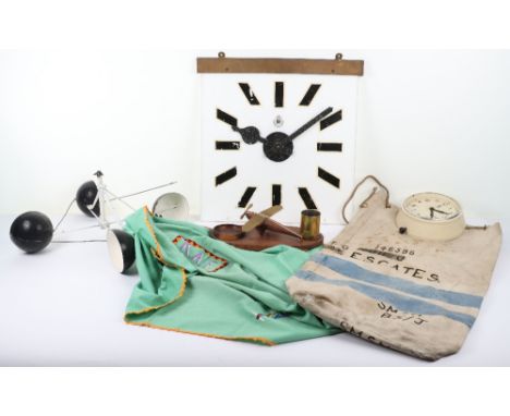 RAF Clocks and Curious: Large hanging RAF crested clock 46 cms x 49 cms and small wall clock AM to clock face, the smaller wo