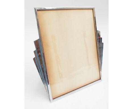 Art deco chrome and enamel decorated photograph frame with easel fitting 11 x 8" 