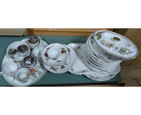 Several pieces of Royal Worcester Evesham china and some matching floral decorated Limoges dishes etc. 