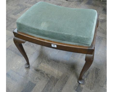 Walnut framed dressing stool with cushion top 